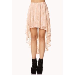 Forever 21 pink high low lace skirt